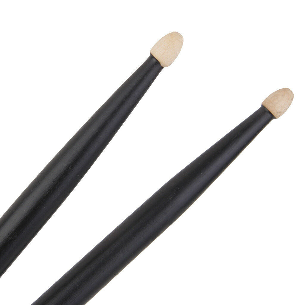 2 Pairs Maple Wood Drumsticks 5A Drum Sticks Wooden Tips Red & Black Music Band