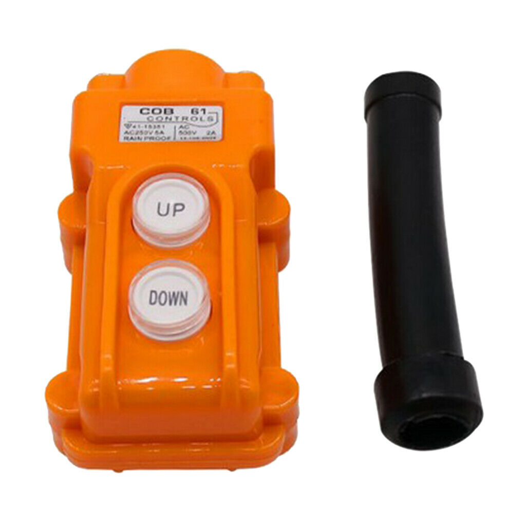2X COB61 Hoist Push Button Switch Crane Pendant Control Station 200/500V Orange