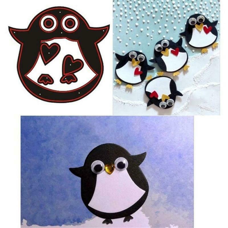 Hollow Out Penuins Heart Metal Cutting Dies Stencil DIY Scrapbooking Template