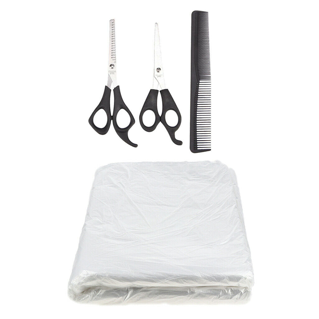 5.5in Hair Cutting Scissors + 50x Disposable Hair Cut Capes Unisex Cloth