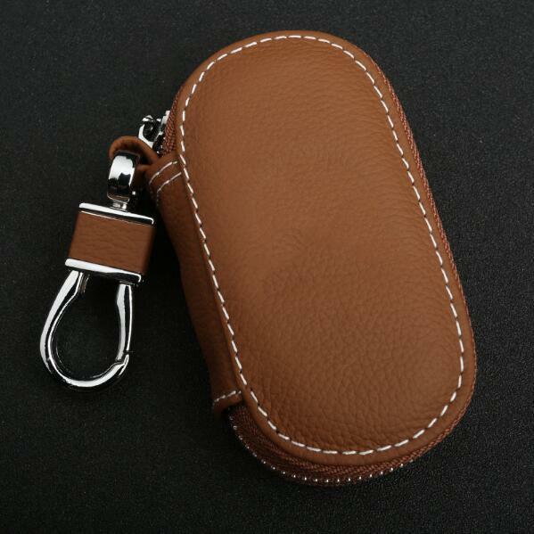 Brown Universal Top Layer Leather Fashion Car Smart Remote Key Holder Bags Case
