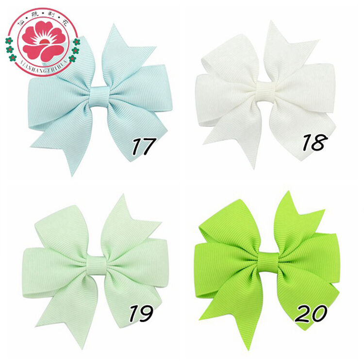 20pcs/set Hair Bows With Clip 3 inch Grosgrain Ribbon Hairpins For Kids Girl