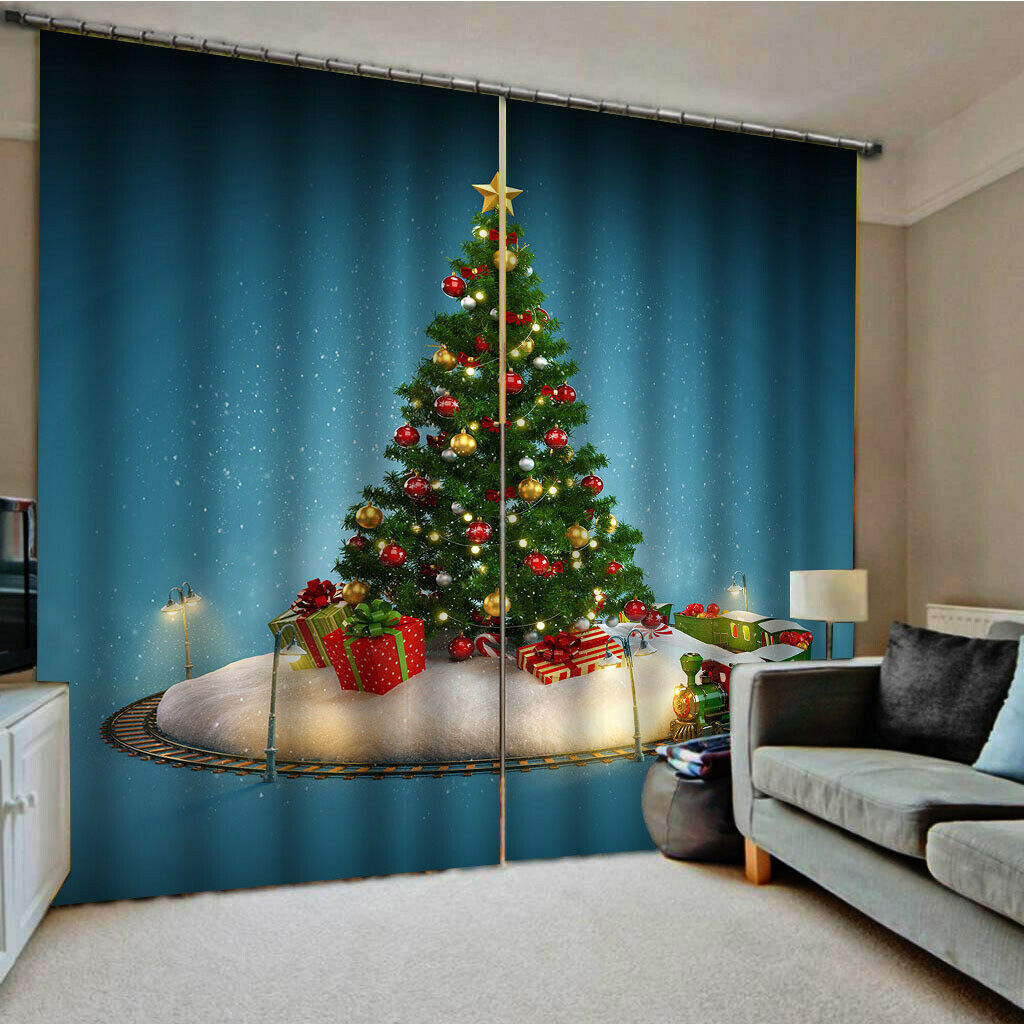 Christmas Pattern Living Room Bedroom Window Drapes For Home Kids Room Decor