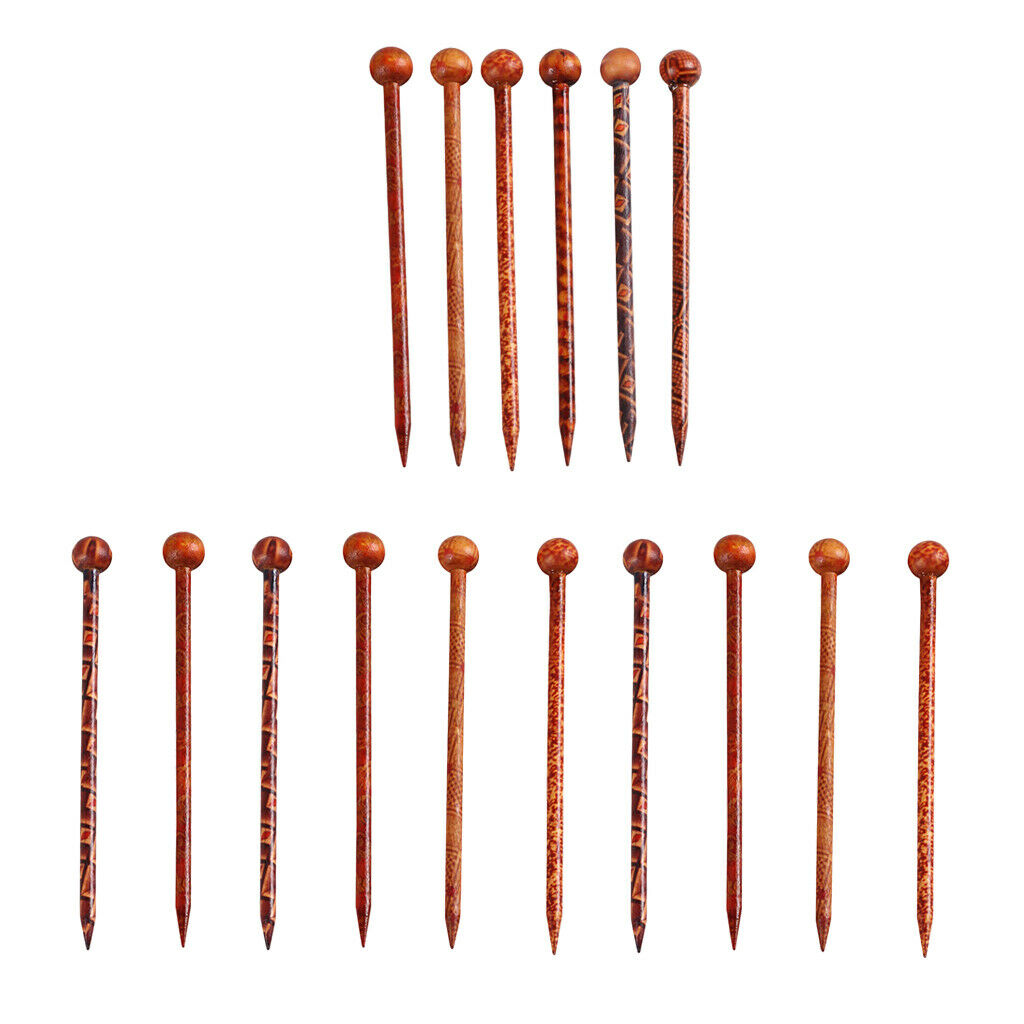 16 Wooden Hair Sticks Straight Hair Chopsticks Hairpin for Women Ladies 13cm