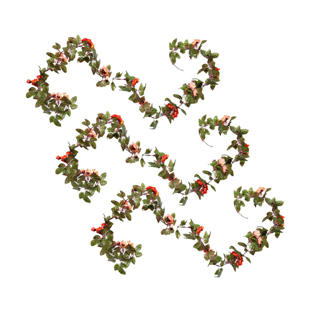 3pcs Vivid Color Vine Flowers Garland Silk Flower Garland Garden Fence Decor