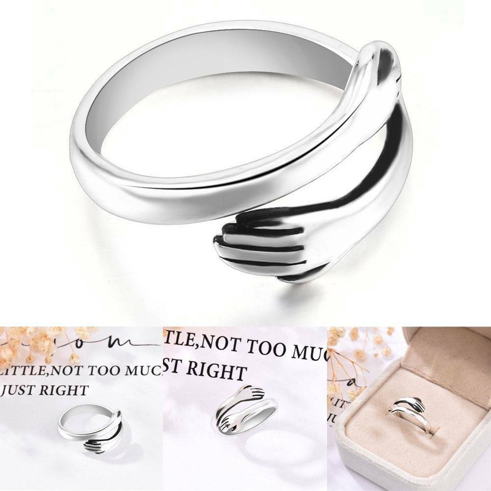 Novelty Hug Shape Engagement Ring Gift Adjustable for Couple Lover Friends Gifts