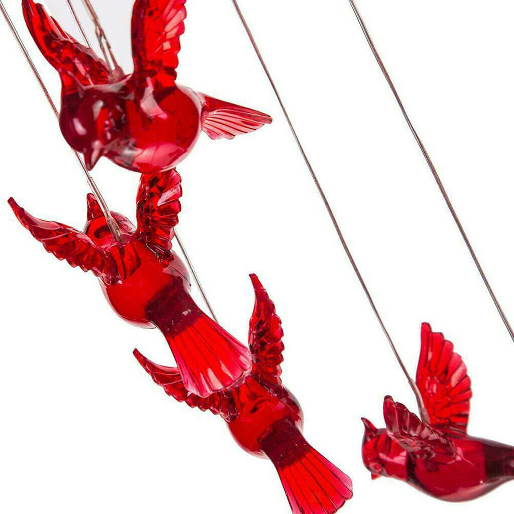 LED Solar Powered Cardinal Wind Chime Light Waterproof Garden Patio Decor