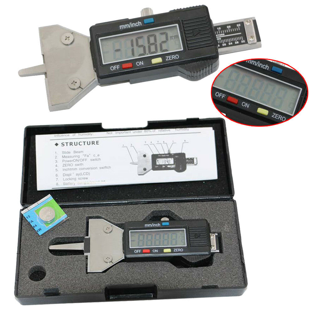 Digital LCD Car Tyre Tire Tread Depth Gauge Digital Meter 25mm Metric/in Tool