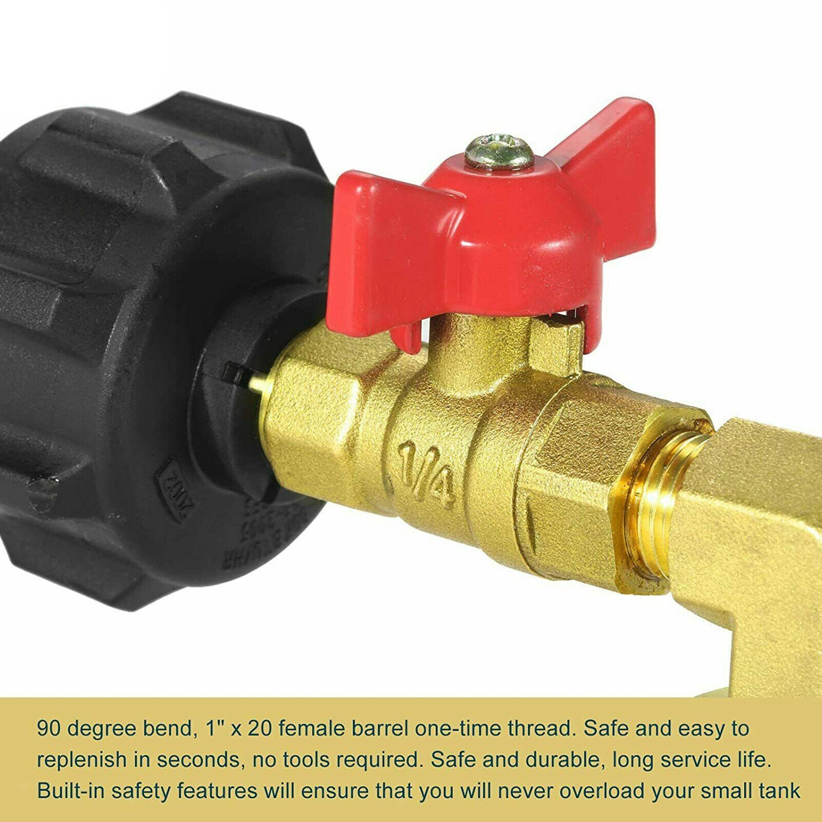 90 Degree QCC1 Type Propane Refill Adapter Coupler Fits for Camping Grill