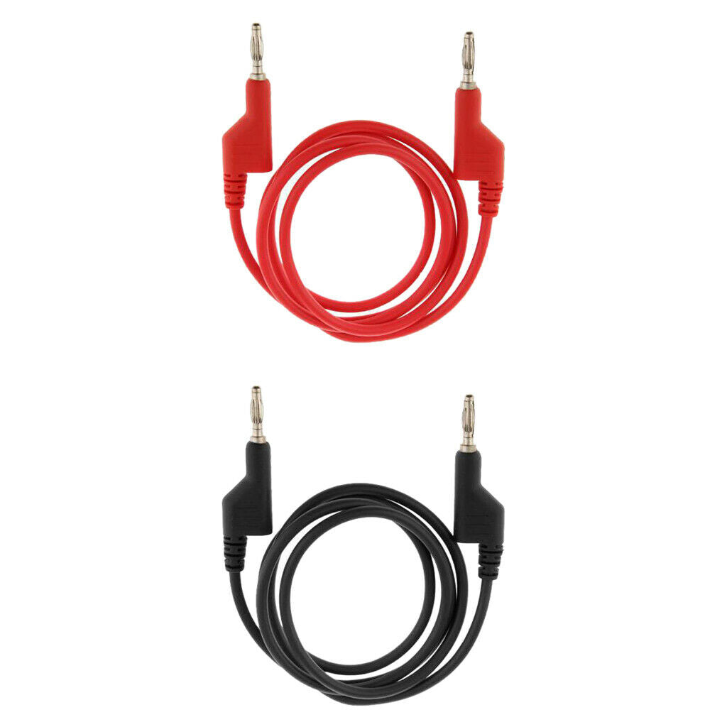 2Pcs Copper 25A Stackable 4mm Banana Plug Multimeter Test Cable Cord