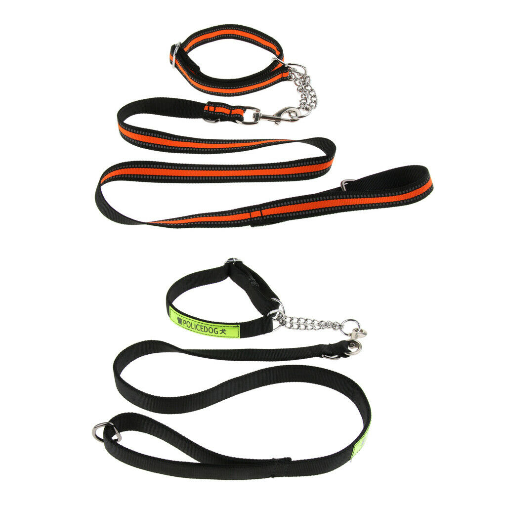 Reflective Strong Nylon Rope Dog Leash Collar Set for Walking Hiking Black