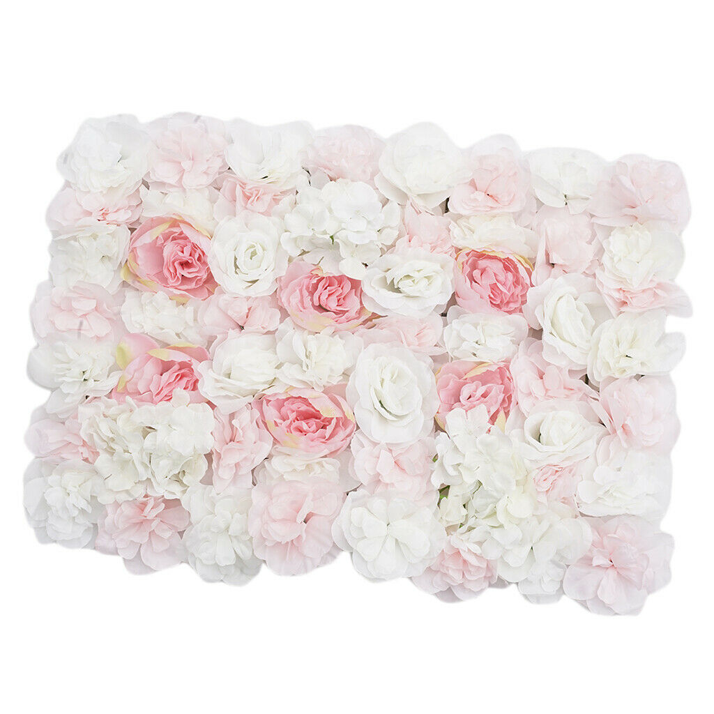 Artificial Rose Flower Wall Panel Decoration Photography Prop White&Pink
