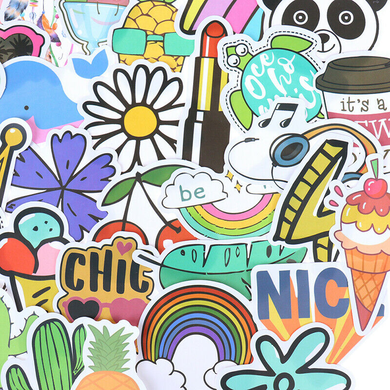 50Pcs Cute Cartoon Stickers Laptop Luggage Guitar Bicycle Skateboard Dec DD