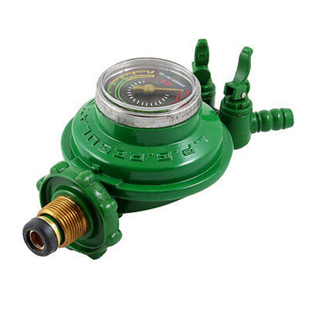 1 Pc 1 Inlet 2 Outlet Liquefied LGP Gas Gauge Pressure Regulator Green