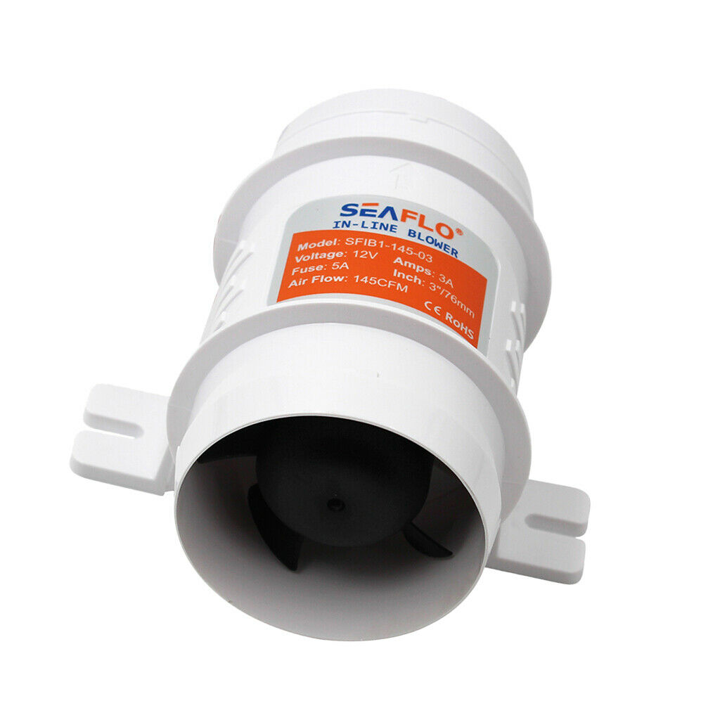 12V Electric In Line Bilge Air Blower 145 CFM 3" Marine Boat
