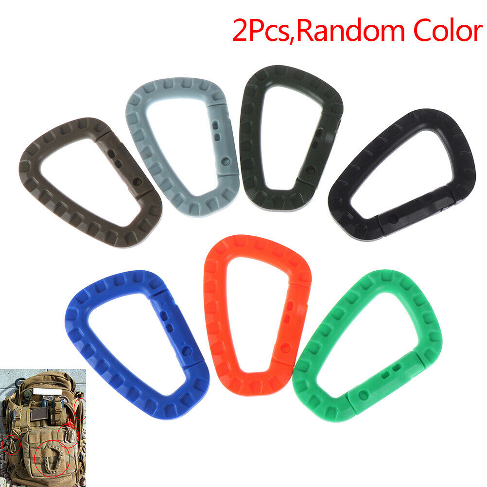 2 Pcs Plastic Carabiner D-Ring Key Chain Clip Hook Outdoor Camping Buckle Sn Kt