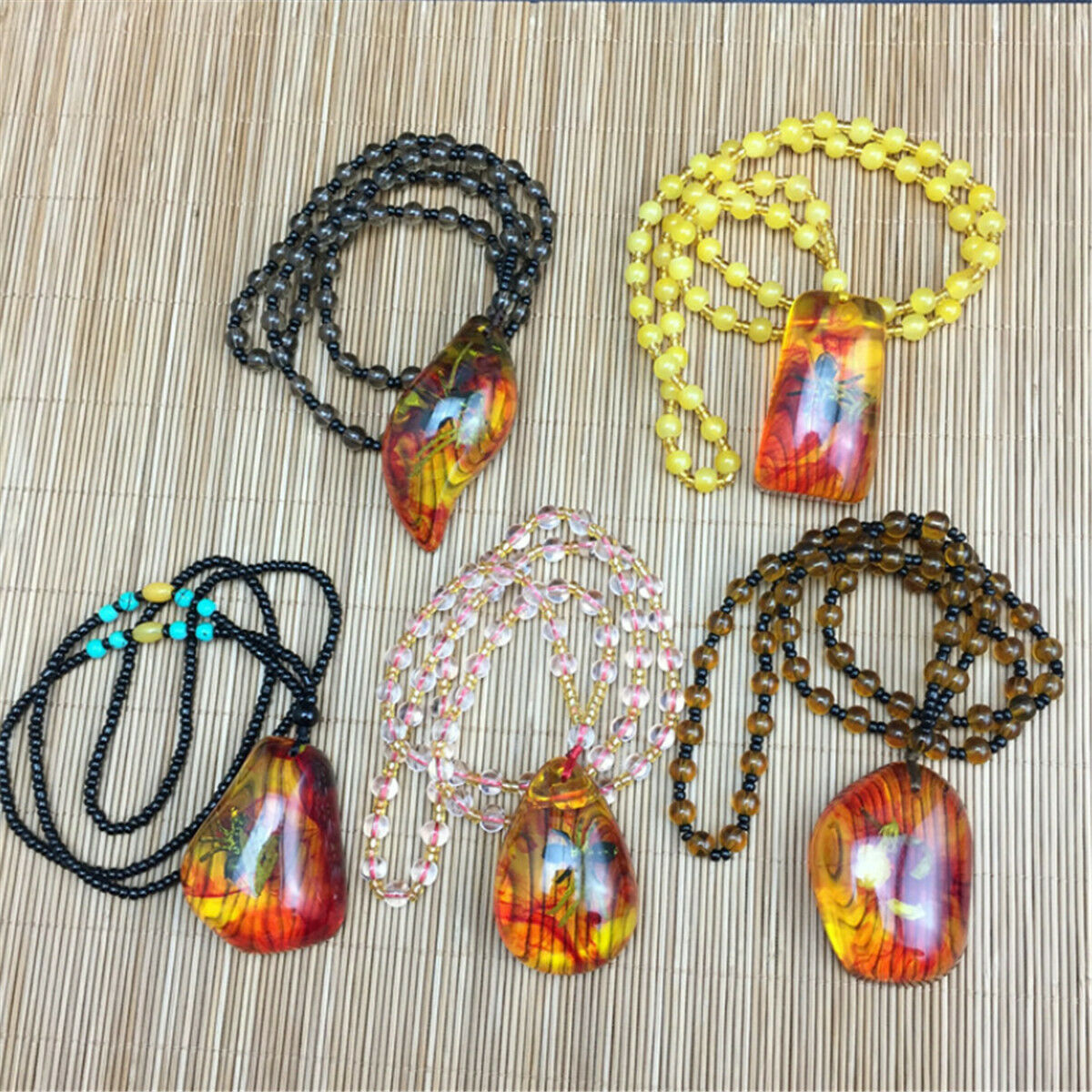 Beautiful Natural Amber Contain Insect Scorpion Beetle Spider Pendant Necklace