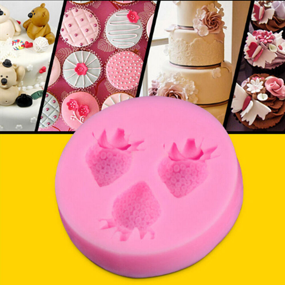 Cute Silicone Fondant Mould Cake Decorating Soap Baking Strawberry Mol.l8