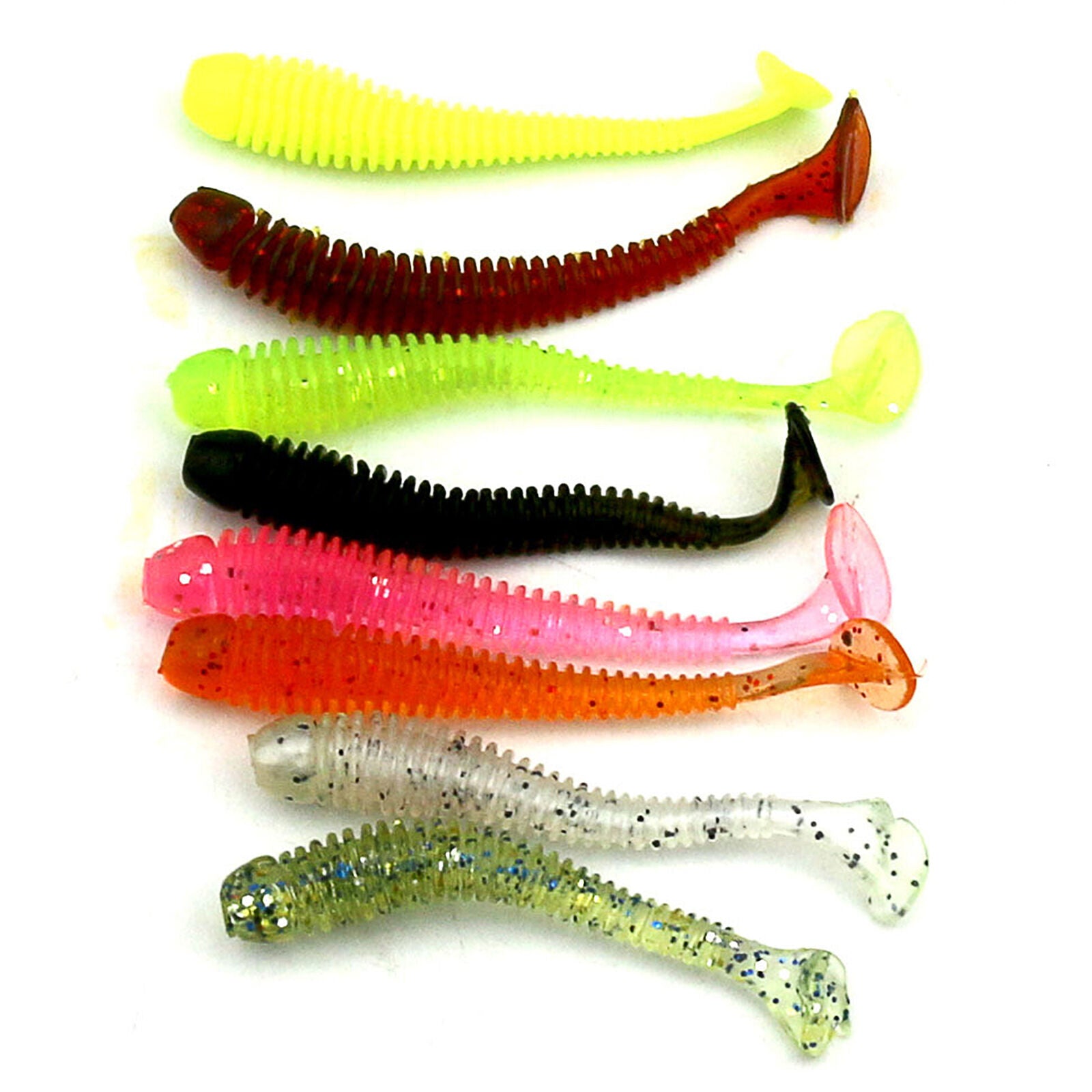 Lot 50pc Soft Plastic Lures Fishing Bait Single tail capuchin maggot Soft Tackle
