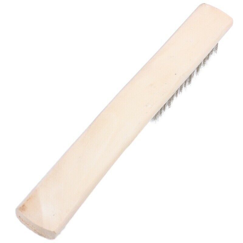 8" Length 6 Rows Brass Bristle Wood Handle Wire Scratch Brush D6L5L5