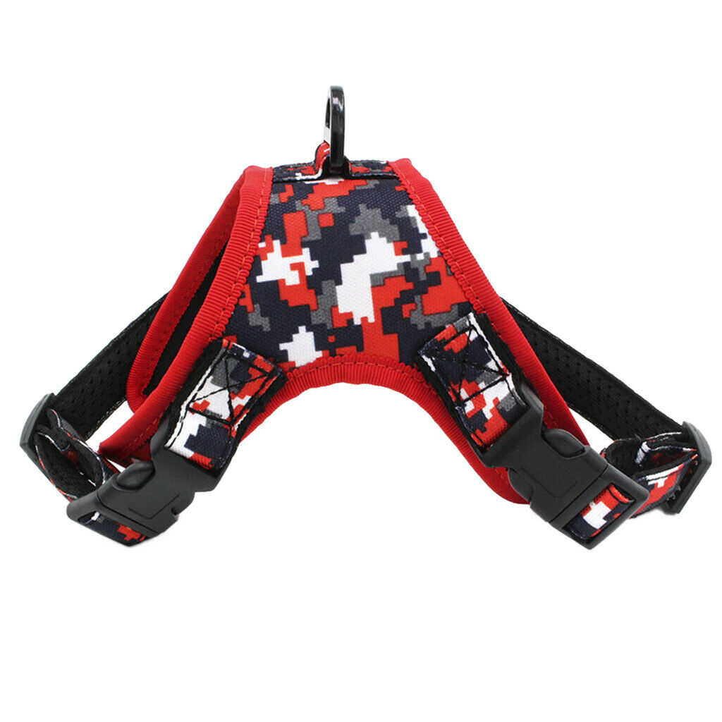 Dog Harness Adjustable Chest Strap Walking Control Collar Red Camouflage M