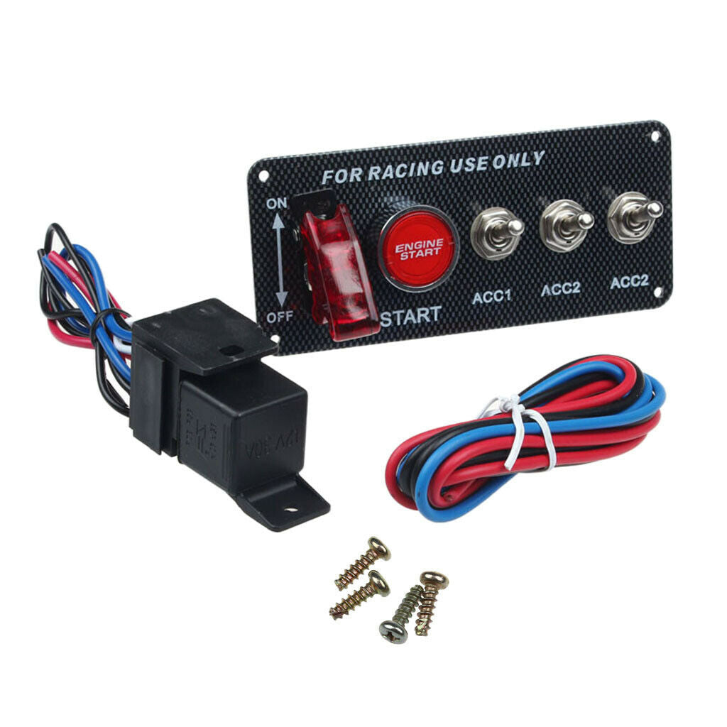 Racing Auto DC 12V Engine Start Switch Panel Engine Start Push Button Red