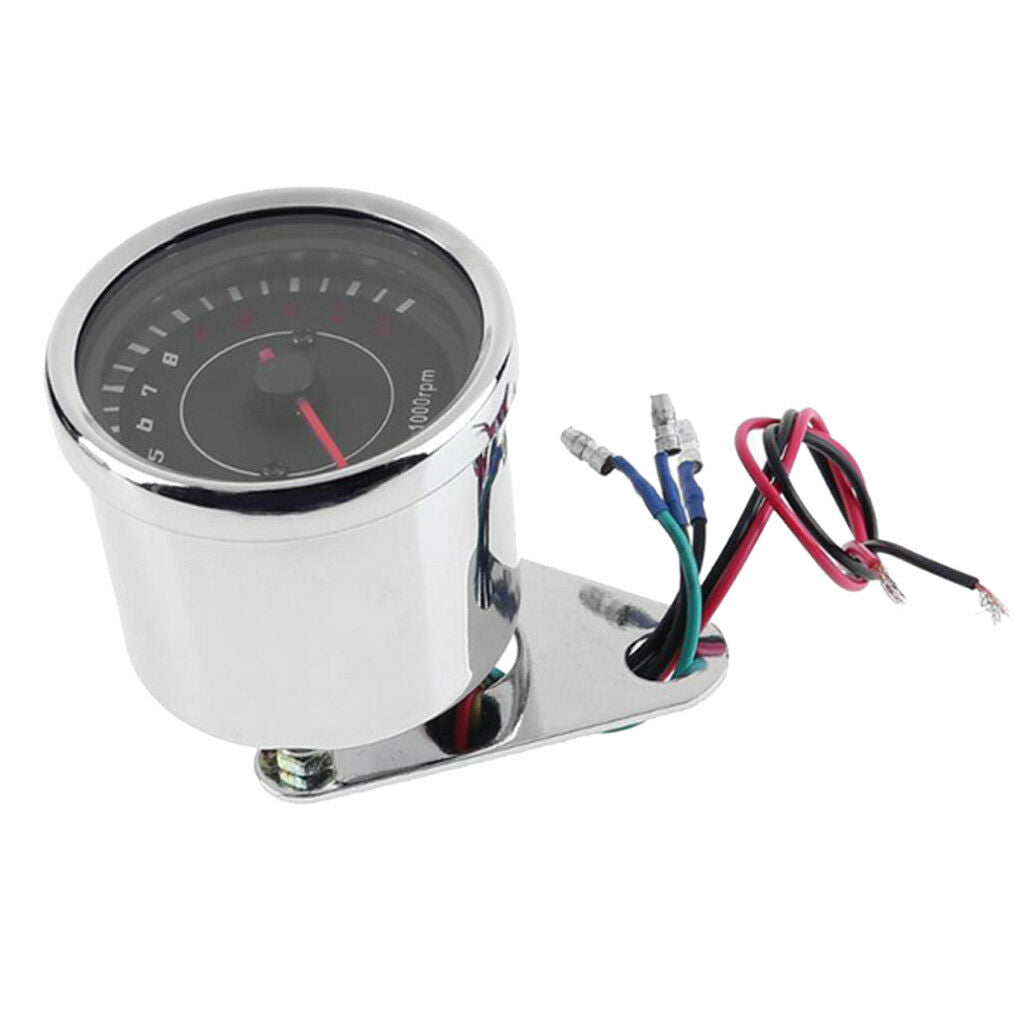 Motorcycle 13000RPM Tachometer Tacho Gauge Meter Led Backlight 12V Chrome