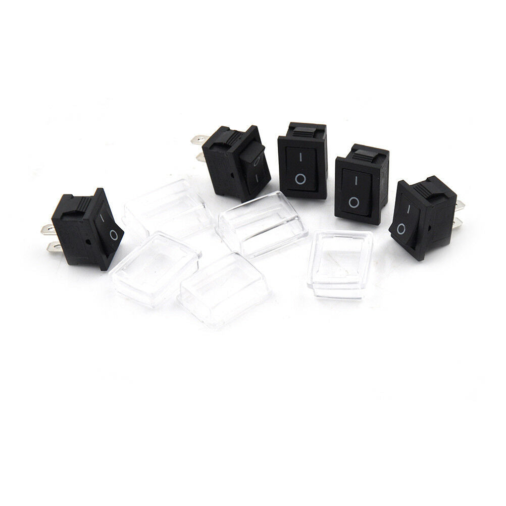 5Pcs 2 Pin On/Off Waterproof Rocker Switch+Cover Fit Car Dashboard Dash Bo.h Qx