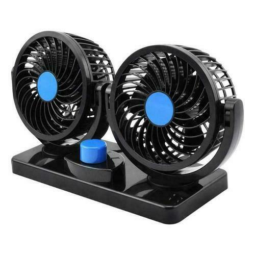 12V Dual Head Car Fan Portable Vehicle Truck 360Â° Rotatable Auto Cooling Cooler