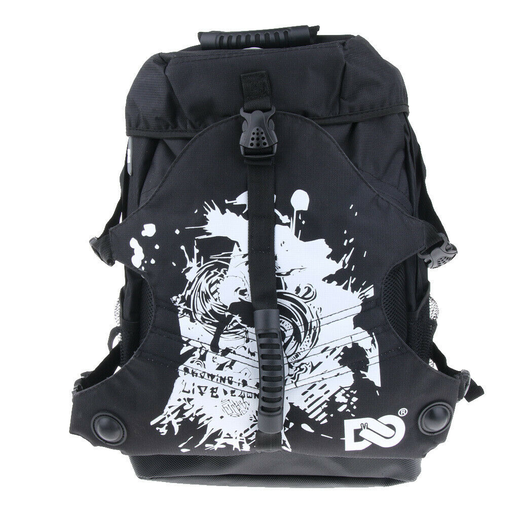 Quad Roller Skate Bag Shoulder Backpack Skates Sto Pouch Rucksack Black