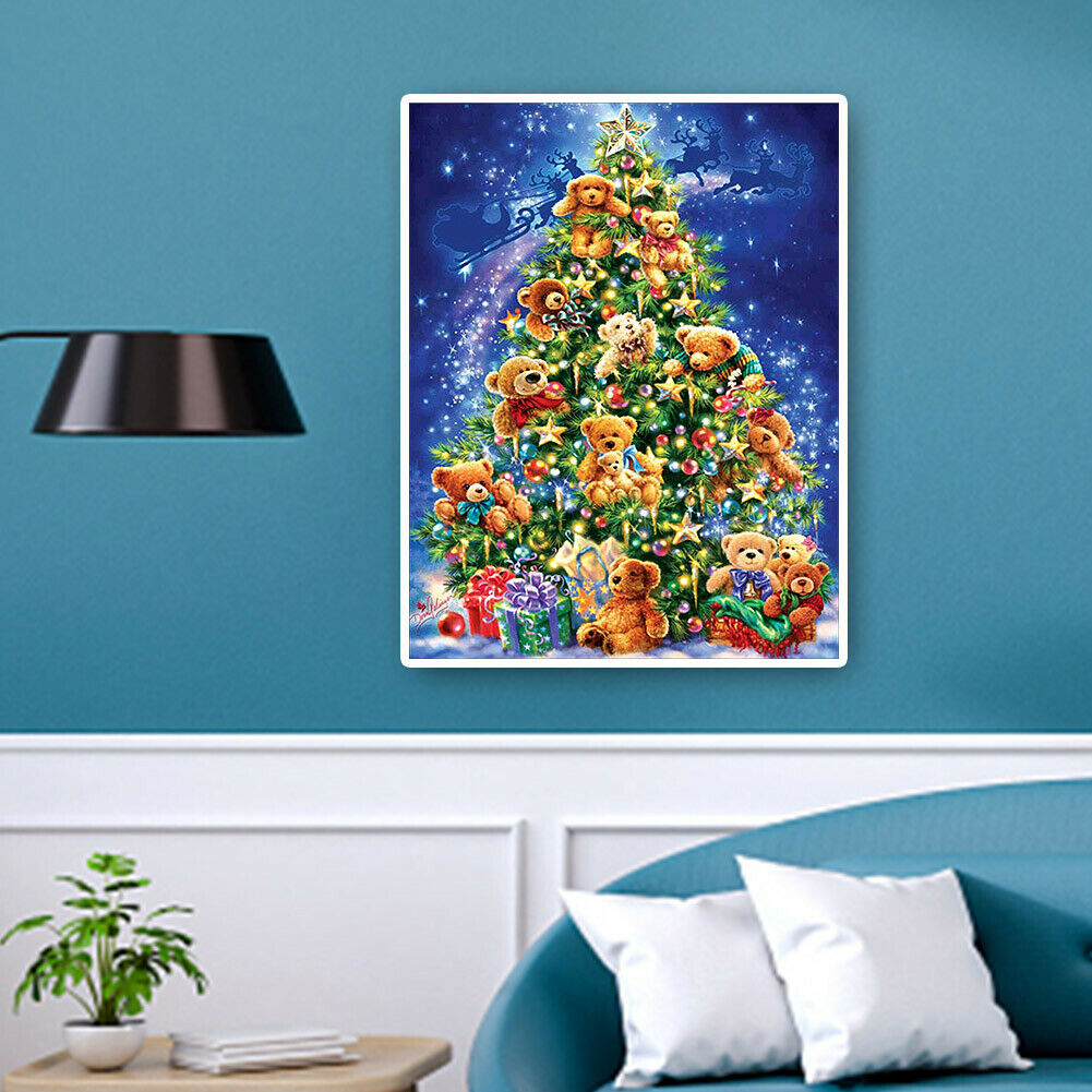 5D Full Drill Round Diamond Painting Christmas Tree Cross Stitch Home Decor @