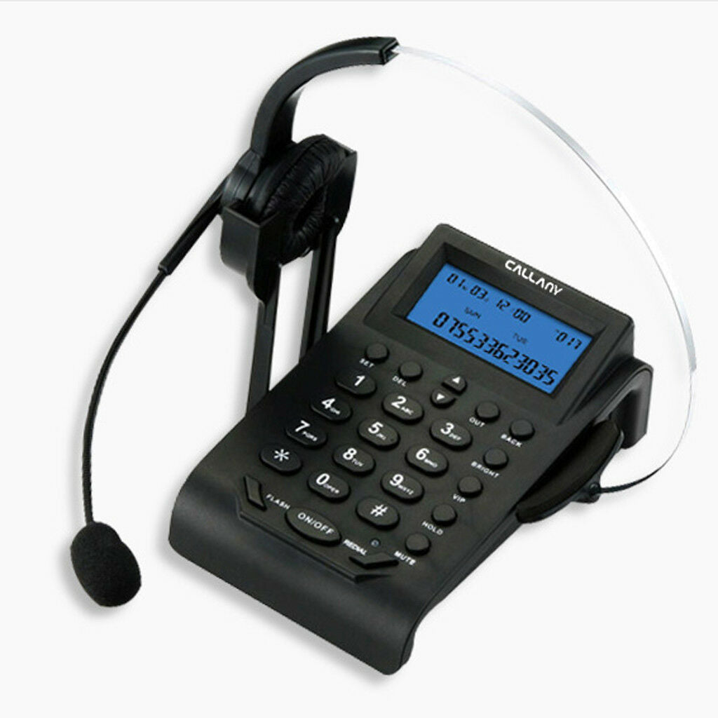 Telephone Headset Customer Service Phone Call Center w/ Dial Pad Black