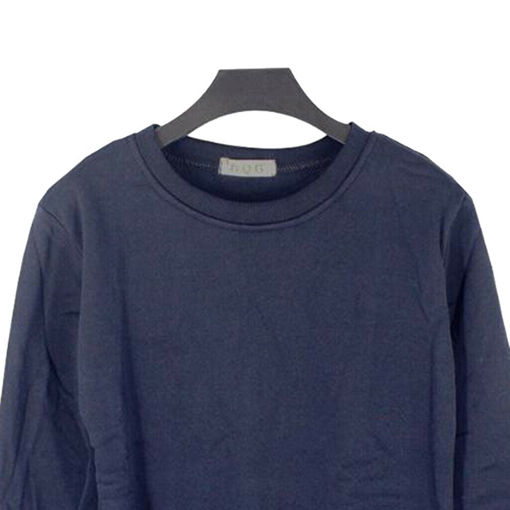 Fashion Long Sleeve Crewneck Sweatshirt Unisex Pullover Hoodie Dark Blue M