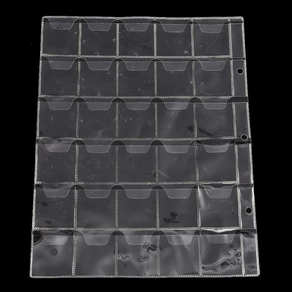 1PC 30 Pockets Plastic Coin Money Album Case Holder Storage Collection Page ~~