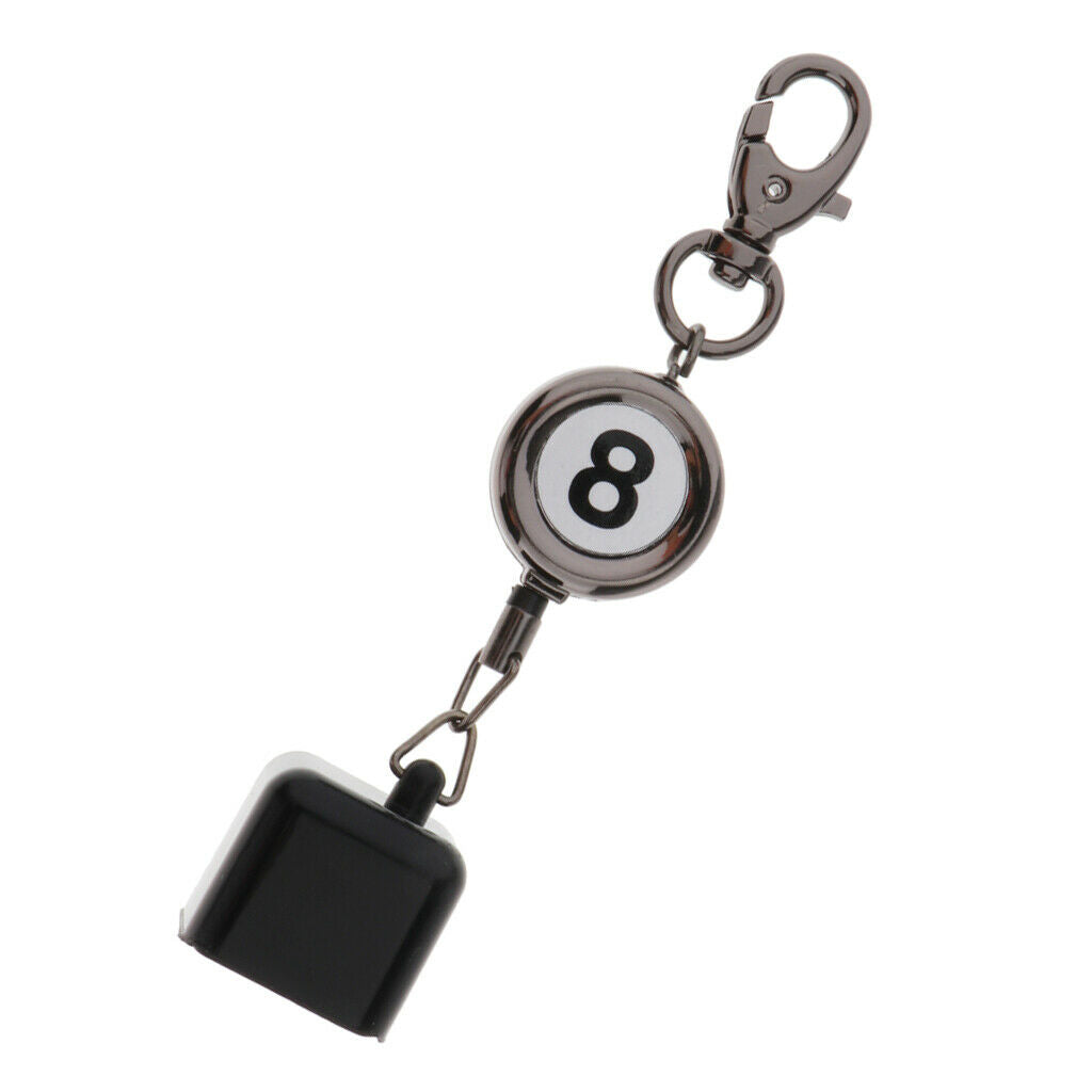 Billiards Snooker Pool Cue Chalk Retractable Container Number 8 Keychain