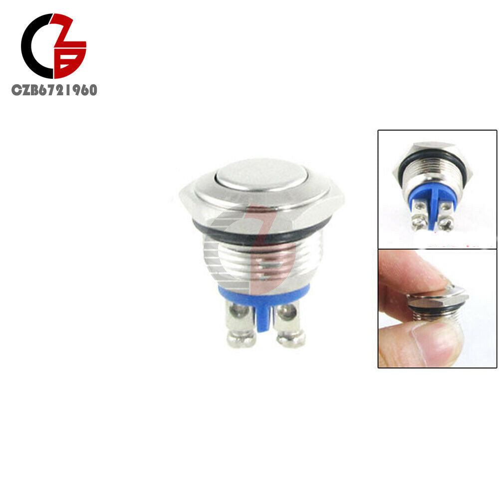 5PCS 16mm Anti-Vandal Momentary Stainless Steel Metal Push Button Switch NO