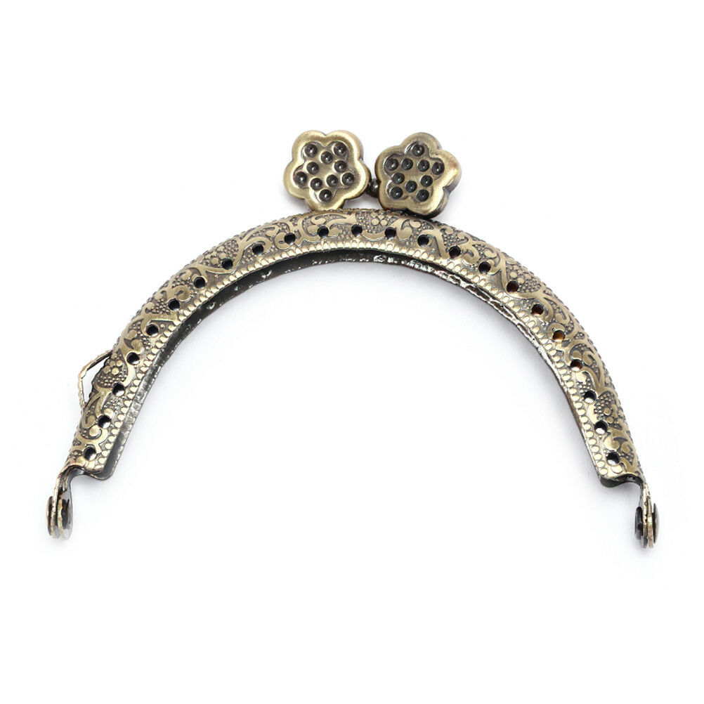 1X 8.5cm Retro Flower  Handbag Handle Metal Frame Kiss Clasp Lock Purs.l8