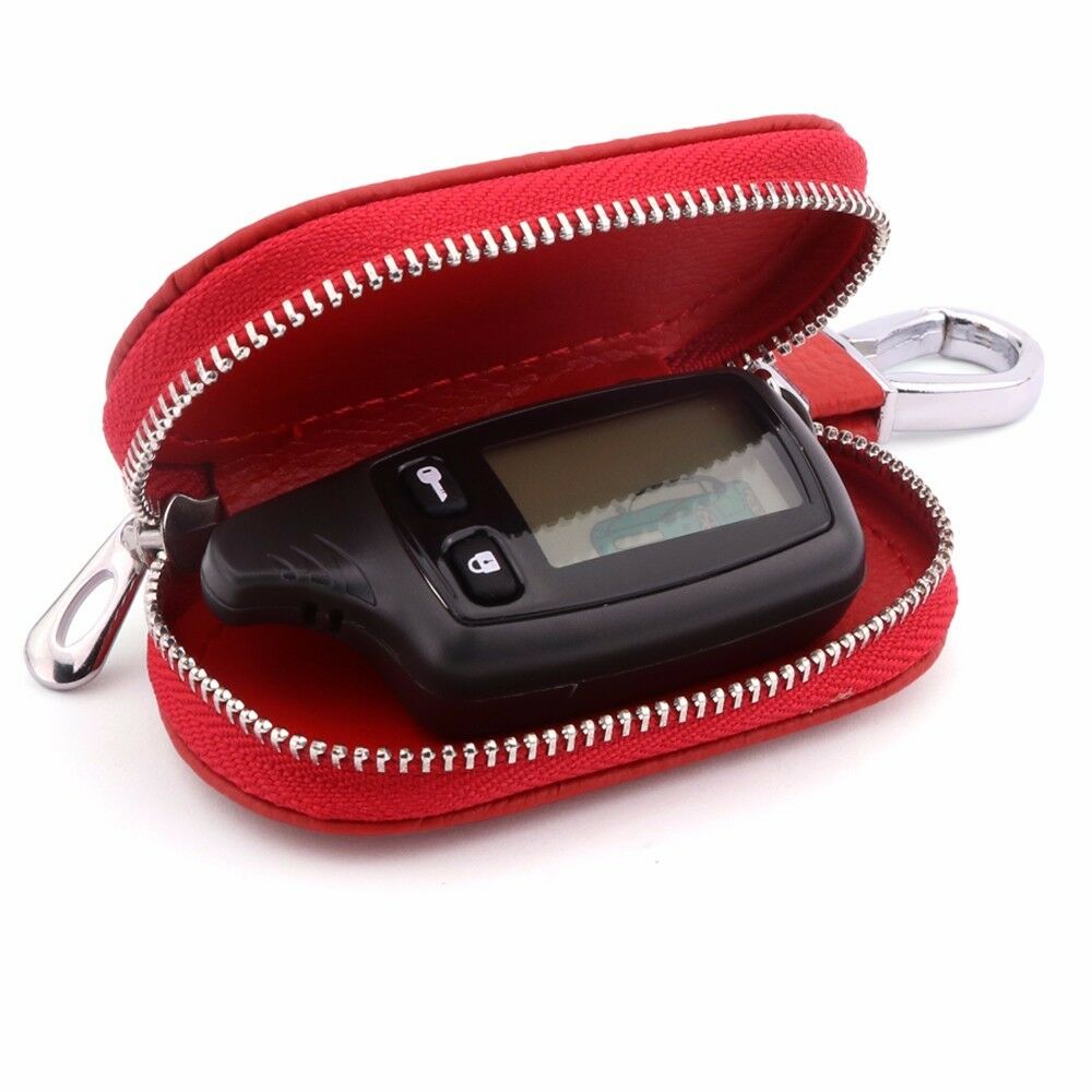 Red Universal Top Layer Leather Fashion Car Smart Remote Key Holder Bag Fob Case