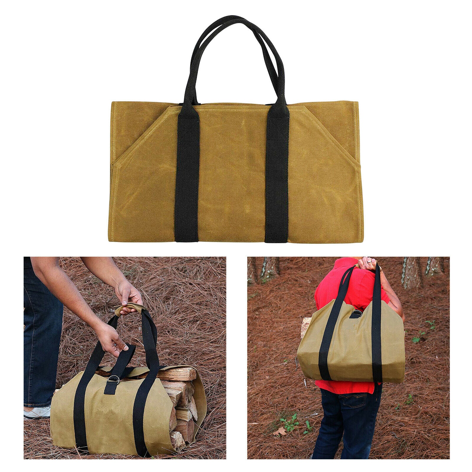 Log Carrier Bag Camping Firewood Holder Heavy Duty Tote Bag for BBQ Barbecue