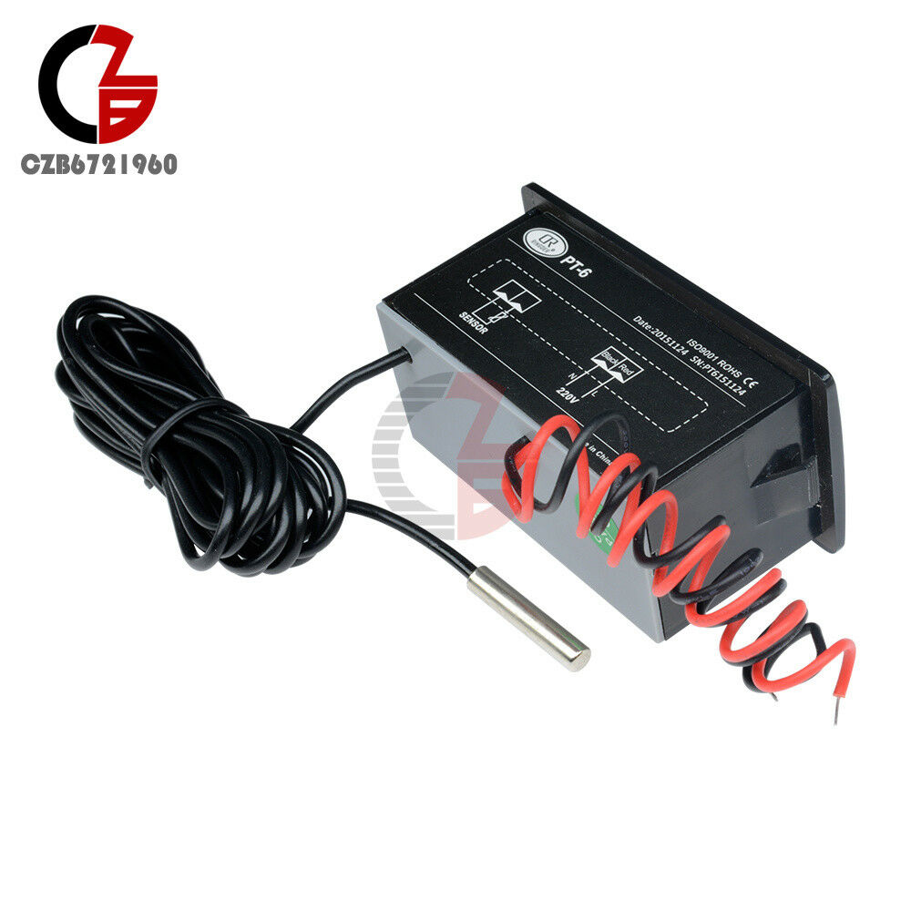 220V PT-6 Thermometer -50℃~+110℃ LED Digital Display Temperature Meter Aquarium