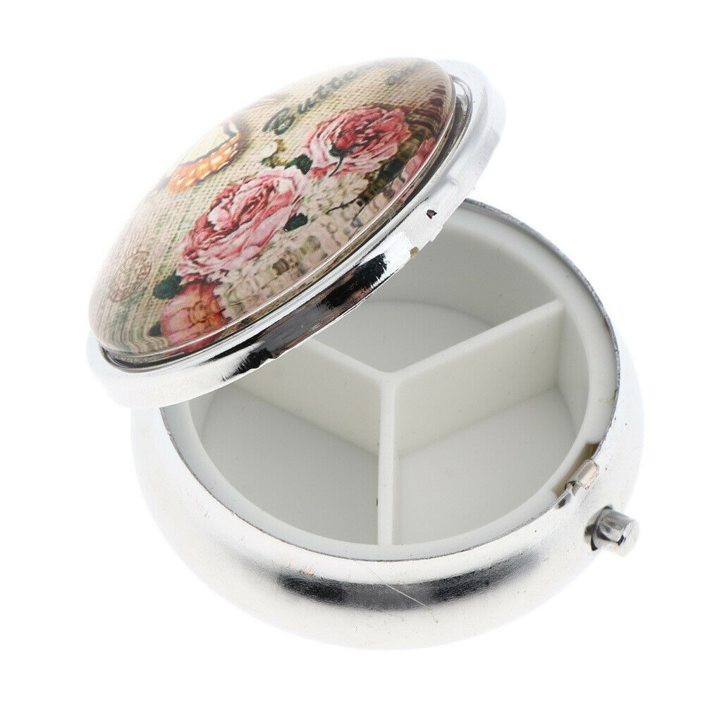 3 Slots Round Pill Organizer Storage Box Makeup Blush Case Medicine Planner
