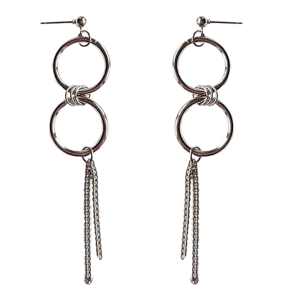 1 Pair Fashion Geometric Drop Long Tassel Dangle Earrings Statement Jewelry