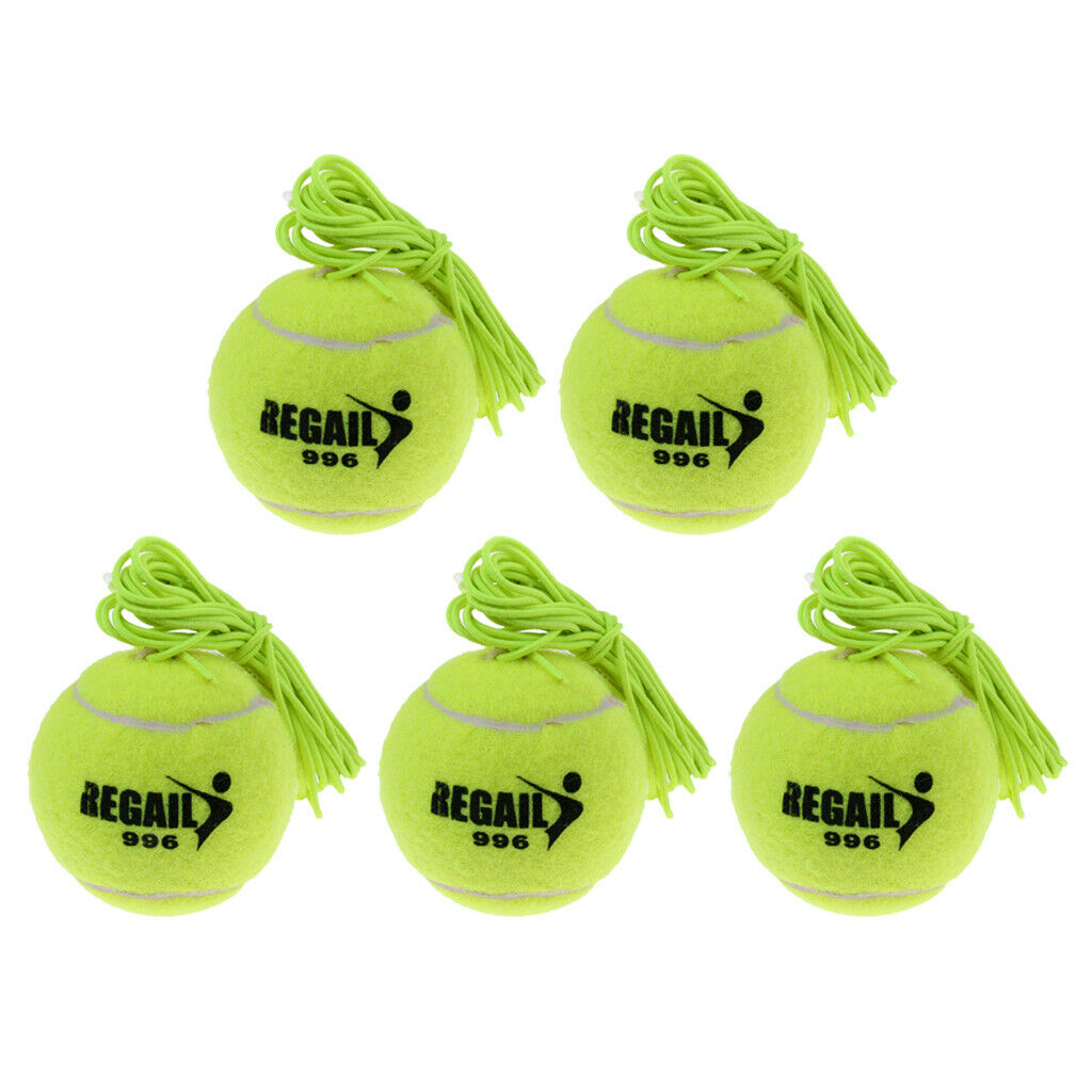 5Pcs Tennis Ball with Cord Rubber Tennis Trainer Ball Replacement Trainer