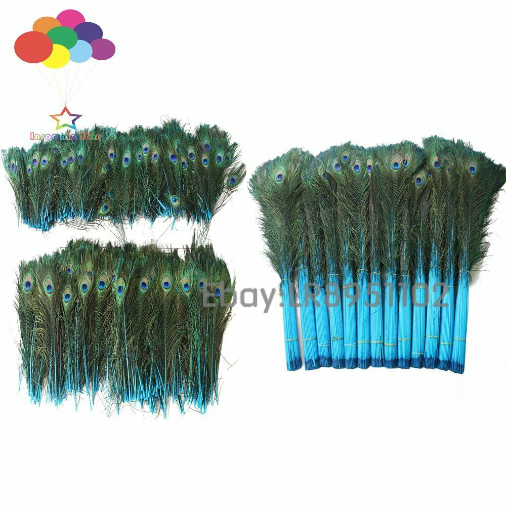 blue lake 100 pcs beautiful Peacock feathers 70-80cm for Crafts DIY weddings