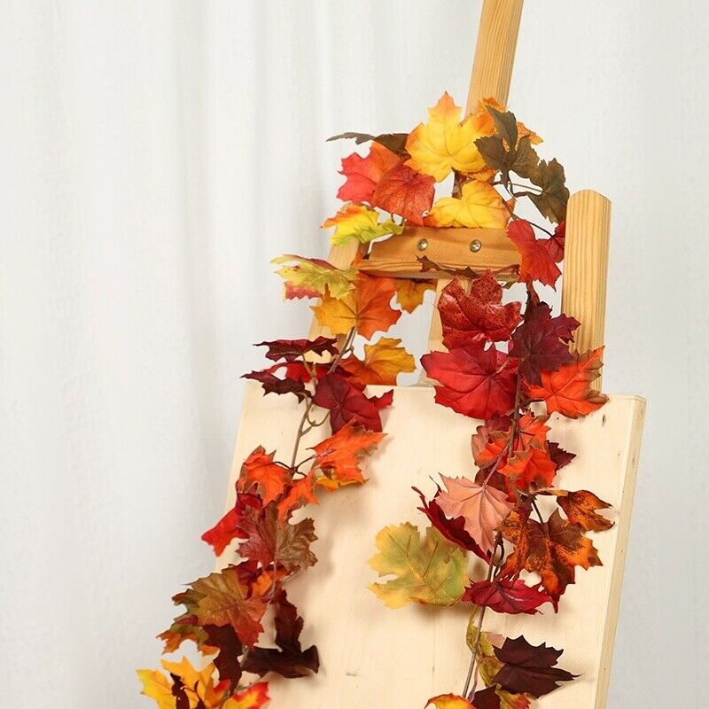 170cm Faux Maple Leaf Rattan Hanging Wall Ornament Window Fireplace Decoration