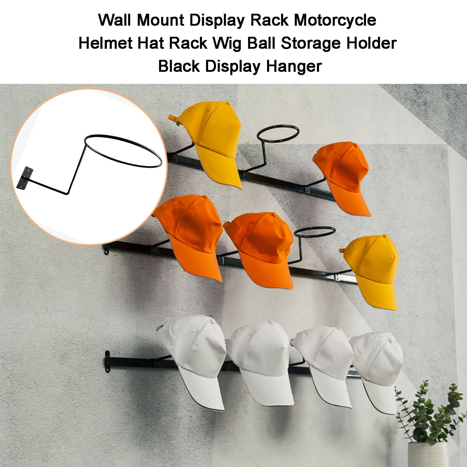 15Pcs Wall-mounted Metal Helmet Holder Stand Rack Hanger for Hat Black