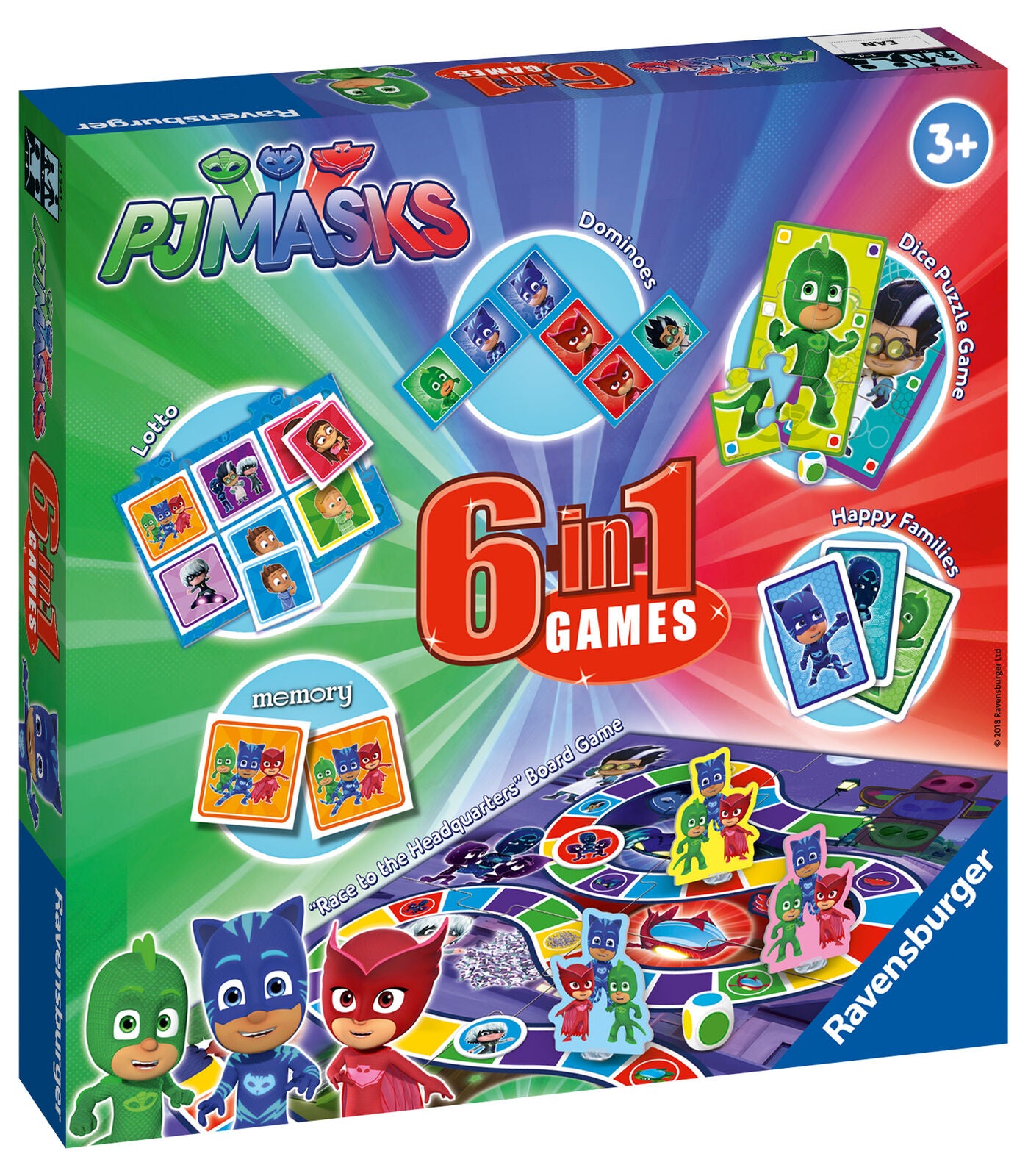 21341 Ravensburger PJ Masks 6 in 1 Games Box Childrens Toys 104 Pieces Age 4+