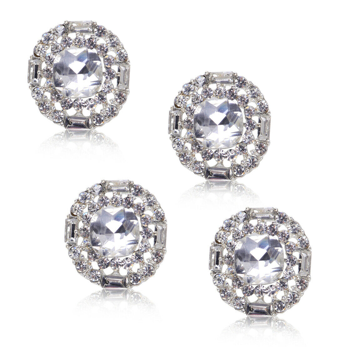5x Diamante Rhinestone Crystal Shank Buttons Sew Craft Embellishment ROUND An