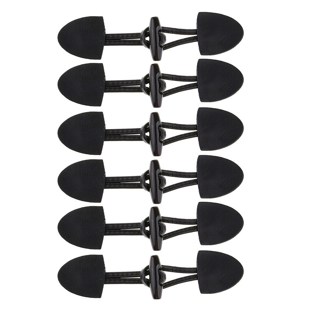 6 Pairs PU Leather Horn Toggle Buttons DIY Duffle Coat Fastener Buckle Accessory