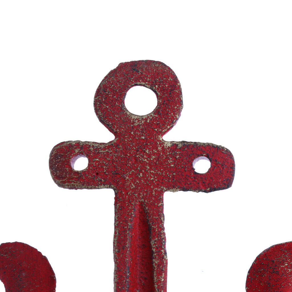 2x Wall Hook Coat Hook Rack Hanger Decoration Red Wall Mounted Anchor Shaped
